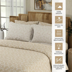 Cotton King Size Bedsheet With 4 Pillow Covers - Size 107 X 107 Inches, Beige & White | Light Weight & Breathable, Bedsheets Safe & Comfortable For Every Season