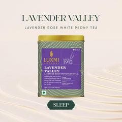 Luxmi Estates Lavender Valley Rose White Peony Tea Bags - 25gm Tin, 0.8 Ounce | USDA Certified Organic White Tea - Low Caffeine Tea For Good Sleep | Rich In Antioxidants, Gluten Free