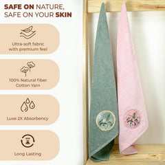 Akiko Home Prima Dream 100% Cotton Bath Towels 900 Gsm | Soft, Absorbent & Durable, Cotton Bath Towel | Pack Of 2 (Peach & Green)