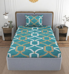1 Single Bedsheet With 1 Pillow Cover - All Around Elastic Fitted | 100% Premium Fabric Is Lightweight, Soft & Comfortable | 36 X 72 X 8 Inches, Sea Green