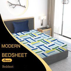 280 TC Print Cotton 1 Single Bedsheet With 1 Pillow Cover - 60 X 90 Inches, Blue & White | Soft & Breathable Fabric, Skin-Friendly Bed Sheet For All Seasons