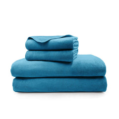 Sassoon Venir Microfiber 2 Hand & 2 Bath Towels 450 Gsm | Absorbent & Quick Dry Multipurpose Hand Towels (Peacock)- 4 Piece