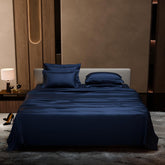 1 Flat Bedsheet King Size With 4 Pillow Cover - 108 X 108 Inches, Blue | Wedding, Bedroom, Date Night Collection | 300 Thread Count