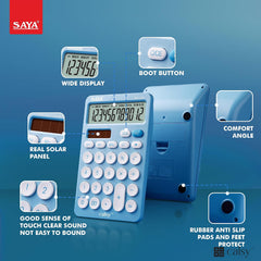 Saya Sy-c101 Ultra-fast, Ultra-light Desktop Calculator | Ergonomic Design | Perfect For Office, School, And Home Use | 3-year Warranty | Sleek Blue Color For Style & Functionality.