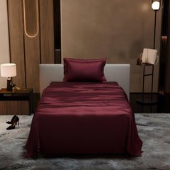 Single Bedsheet With 1 Pillow Cover - 60 X 90 Inches, Velvet Wine | Premium Bedding Set, Home Decor, Wedding Gift For Couples, Housewarming, Anniversary