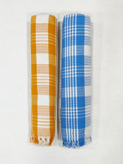 Bombay Dyeing Rimzim 100% Cotton Printed Soft & Slick Quick Drying Bath Towels 500 Gsm (Orange & Blue) - 2 Pcs