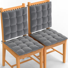 Square Chair Pads Cushion, For Comfortable Sitting, Grey Color - 40 X 40 Cm | Seat Cushions With Ties For Sitting, Pooja, Dining & Office Table | Furniture Cushion, Washable - Pack Of 4