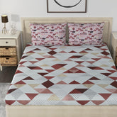 Premium Bedsheet King Size With 2 Pillow Covers - 108 X 108 Inches, White & Brown | Lightweight & Breathable, Perfect For All Seasons