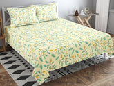 100% Cotton Double Bed Bedsheet Set With 2 Matching Pillow Covers | 90 X 90 Inches, Beige - Ideal For Villas, Guest Houses, & Daily Home Use Double Bedsheet