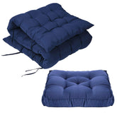 Microfiber Soft Cushion, Long & Square Chair Pad Cushion, Navy Blue - 46 X 16 Inch | For Indoor & Outdoor Home Office DƩcor | Rocking Chairs Pad, Washable, Model No - Kubmart11925, Set Of 2