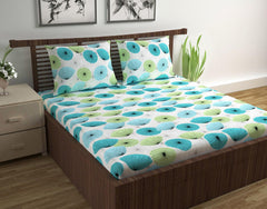 Super Soft 100% Cotton Bedsheet For Queen Size With 2 Pillow Covers | 87 X 100 Inches, White & Aqua - Perfect For Home Decor & Gifts | 144 Thread Count