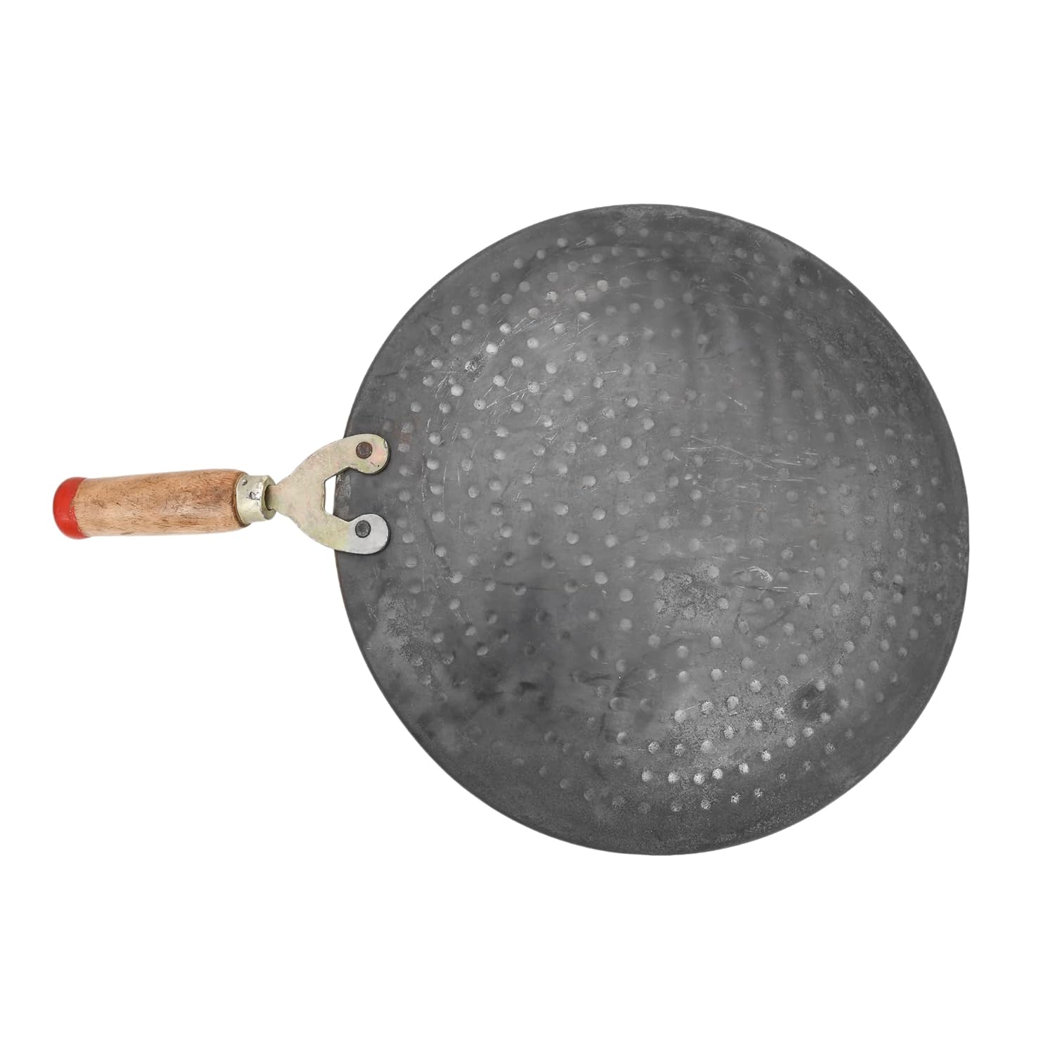Black Iron Hammered Handmade Tawa With Wooden Handle, 9.5 Inch For Chapati, Roti | Gas Stovetop Compatible - Double Fitted Knob Loha Tawa Black Iron Hammered Handmade Tawa With Wooden Handle, 9.5 Inch For Chapati, Roti | Gas Stovetop Compatible - Double Fitted Knob Loha Tawa