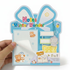 Christmas Sticky Notes - 30 Small Sticky, 30 Medium Sticky | Stationery Gift For Student - Blue