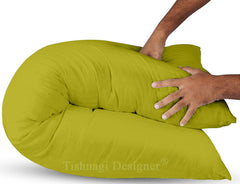 Full Body Pillow, For Back Support, Cotton Soft Side Sleeper Pillow With Cover, Green - 18 X 54 Inch | Cuddle, Hug Long Takiya With Microfiber Filling Adjustable Pillow - Pack Of 1