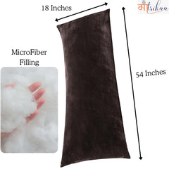 Full Body Pillow, Long Sleeping, For Side Sleeping Hugging, Cuddling, Coffee - 54 X 18 Inches | For Relaxing & Pregnancy Comfort, Velvet Pillow With Removable Cover, Adjustable Pillow