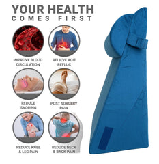 High Density Bed Wedge Pillow, Head Rest Adjustable Wedge Cushion For Sleeping, Navy Blue | For Acid Reflux, Leg Support Pillow | For Back Support Cushion, Pregnancy Pillow, Multipurpose Use