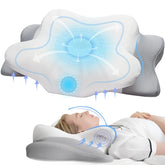 Cervical Pillow For Neck & Shoulder Pain Relief, Ergonomic Contour Pillows, Gray & White Color | Butterfly Pillow For Sleeping, Memory Foam Pillow For Side, Back & Stomach Sleepers