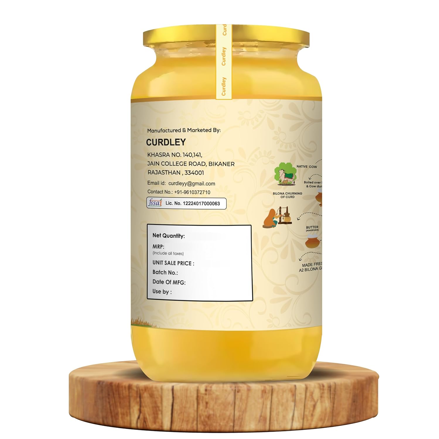 100% Natural A2 Desi Cow Ghee By Curdley | Great Source Of Energy Healthy & Nutrients Cow Ghee Good For Cooking | (500ml) 16.9 Ounce | Jar Pack 100% Natural A2 Desi Cow Ghee By Curdley | Great Source Of Energy Healthy & Nutrients Cow Ghee Good For Cooking | (500ml) 16.9 Ounce | Jar Pack