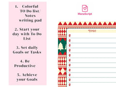 A5 Notes/To Do List Notepad, Beautiful Daily Checklist Pad, Tear-Off Sheets (Christmas) Pack Of 1