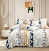 1 King Size Elastic Fitted Bedsheet With 2 Pillow Cover + Comforter - 72 X 78 Inches, Multicolor | Suitable For All-Season Use | Soft To Touch, Light Weight