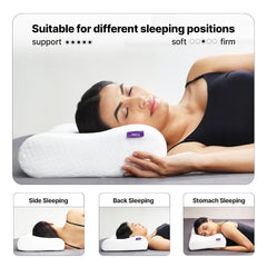 Ultimate Cervical Neck Pillow For Pain Relief Sleep, White Pillow | Improves Posture & Spinal Alignment | Neck Cushion With Ultra Responsive Memory Foam & Skin Friendly Cover - Pack Of 2