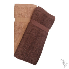 Nive Home Linens 100% Cotton Hand Towel 400 Gsm | Ultra Soft, Thick & Super Absorbent, Quick Dry Hand Towel (Dark Beige & Dark Brown) - 2 Pcs