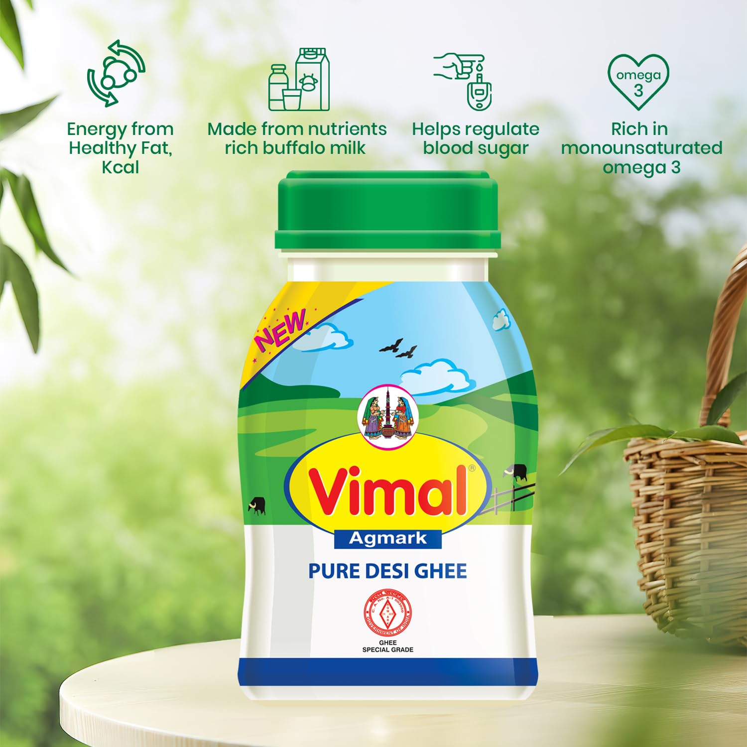 Premium Agmark Pure Desi Ghee By Vimal | Natural & Rich Flavor Healthy Desi Ghee Ideal For Cooking, Baking, Traditional Recipes | (1 Litr) 33.8 Ounce | Plastic Bottle Premium Agmark Pure Desi Ghee By Vimal | Natural & Rich Flavor Healthy Desi Ghee Ideal For Cooking, Baking, Traditional Recipes | (1 Litr) 33.8 Ounce | Plastic Bottle