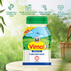 Premium Agmark Pure Desi Ghee By Vimal | Natural & Rich Flavor Healthy Desi Ghee Ideal For Cooking, Baking, Traditional Recipes | (1 Litr) 33.8 Ounce | Plastic Bottle