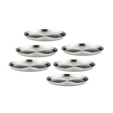 Chrome Stainless Steel Quarter Plate Set Of 6 - Zenith Series | Salad & Snacks Plates - Flower Dot Patterns | Serve Ware, Dinnerware & Tableware