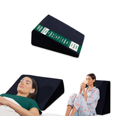 Wedge Pillow, For Bed Wedge Cushion, Leg Pillow, Black, Standard Size - 7 Inch | Pillow For Back & Neck Pain | Triangle Pillow For Acid Reflux - Wedge Memory Foam Pillow, Washable Cover