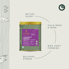 Luxmi Estates Valerian Dream Herbal Tea - 50gm, 1.7 Ounce, 25 Cups | USDA Certified Organic Valerian Root + Chamomile Herbal Tea - Gluten Free, Caffeine Free Tea Bags