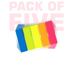 Transparent 5 Color Plastic Flag Sticky Notes | Pack Of 5 X 100 Sheets Each - Bright & Durable