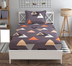 Cotton Printed 1 Single Bedsheet With 1 Large Size Pillow Covers - 60 X 90 Inches, Grey | 240 Thread Count - Light Weight, Suitable For All Seasons & Easy To Wash