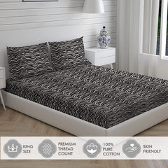 100% Cotton Bedsheet Set For Double Bed - 88 X 100 Inches, Black | 1 Double Bed Sheet & 2 Pillow Covers - Gift For Weddings Or Birthdays Queen Size