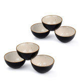 Ceramic Veg Bowls Set Of 6 For Dinner - 180ml Each, Black Ivory Rim Series | Katori Set With Glossy Finish - Stoneware Ceramic Bowls Set | Dessert Bowl Set