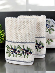 Senses By Riba All Cotton 550 Gsm Embroidered Bath Towel Set - Pack Of 4 (Style 17)