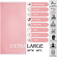 Suam Mellow Turkish Cotton Towel 300 Gsm | Best Absorbent Towel Pre-Shrunk, Lightweight, Quick Dry Bath Towel (Coral Pink)
