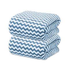 Black Gold The Finer Touch Microfiber Zigzag Bath Towel 700 Gsm | Soft & Quick Dry Towel Lightweight & Absorbent Use For Men & Women (Blue) - Pack Of 2