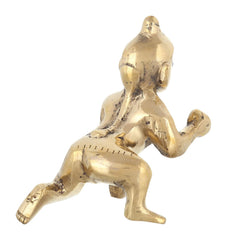 Laddu Gopal Idol, Bal Gopal, Thakur Ji Murti, Gold, Brass, Medium Size - 7 Cm, Petal Murti, Golden Handmade In India, Statue, Janmashtami Special For Home Temple, God Idol
