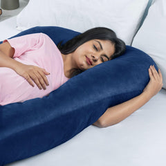 Pregnancy Pillow, U Shaped Pillow, Maternity Pillow For Sleeping - Dark Blue | Pillow For Pregnant Women, Velvet Cover | Full Body Support For Better Sleep, Pillow For Back Support
