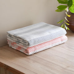 Thirsty Towel By Doctor Towels 250 Gsm | Premium Waffle Cotton Bath Towel, Super Soft & High Absorbency Towel, Quick Dry Towels (Pack Of 2 - Orange & Grey)