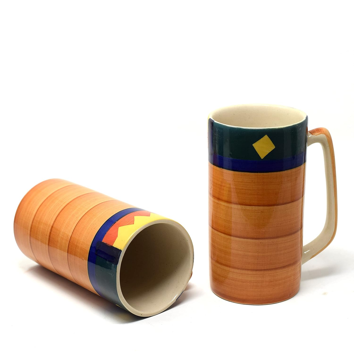 Hand Painted Boho Fiesta Jumbo Ceramic Coffee Mug Set Of 2 - 500ml Each | Milk Mugs & Ceramic Beer Mugs - Large Mugs | Microwave Safe & Dishwasher Safe Hand Painted Boho Fiesta Jumbo Ceramic Coffee Mug Set Of 2 - 500ml Each | Milk Mugs & Ceramic Beer Mugs - Large Mugs | Microwave Safe & Dishwasher Safe