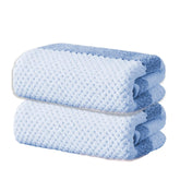 Black Gold The Finer Touch Soft Hand Towel 400 Gsm | Ultra Absorbent, Quick Drying, Cotton-Feel Microfiber Blue & White Stripes -Pack Of 2
