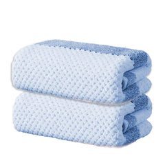 Black Gold The Finer Touch Soft Hand Towel 400 Gsm | Ultra Absorbent, Quick Drying, Cotton-Feel Microfiber Blue & White Stripes -Pack Of 2