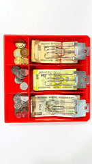 Abs Plastic Cash Drawer 3 Bills 3 Coins Abs Cashier Storage Box For Super Markets, Metal Clip, 9.6 X 9.6 X 1.4 Inch, Colour - Red