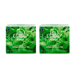 Tea Culture Of The World Delightful Green Tea - Pack Of 2 X 16 Tea Bags | Himalayan Green Tea Leaves - Premium First Quality Green Teabags | Medium Caffeine
