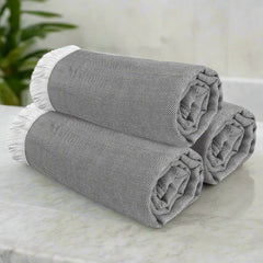 Heelium 100% Bamboo Bath Towel 1200 Gsm | Ultra Soft & Lightweight Highly Absorbent & Fast Drying Turkish Bath Towel (Pack Of 3)- Grey