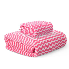 Kuber Industries Cotton Bath & Hand Towels 900 Gsm | Quick Absorbent Easily Washable For Men & Women Workout Gym Napkins For Men - Zig Zag - Pink (Pack Of 2)