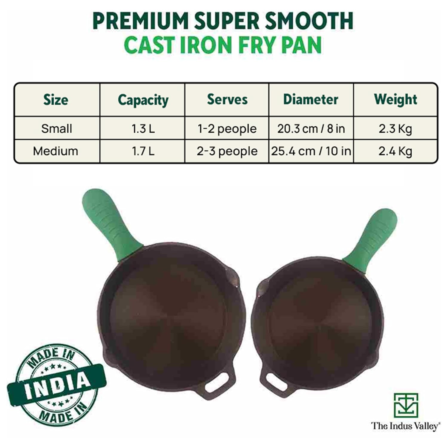 Super Smooth Black Cast Iron Fry Pan Or Skillet With Silicone Grip - Medium 25.4 Cm, 10 Inch, 1.7 Liters, 2.4 Kg | Induction Friendly, Nonstick, Pre-Seasoned Fry Pan, 100% Pure & Toxin Free Super Smooth Black Cast Iron Fry Pan Or Skillet With Silicone Grip - Medium 25.4 Cm, 10 Inch, 1.7 Liters, 2.4 Kg | Induction Friendly, Nonstick, Pre-Seasoned Fry Pan, 100% Pure & Toxin Free