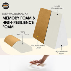 Wedge Pillow For Back Support, Adjustable Wedge Pillow With Headrest, Velvet Tan - 22 X 22 X 12 Inch | Memory Foam Bed Wedge Pillow For Sleeping | Acid Reflux, Gerd, Snoring, Resting